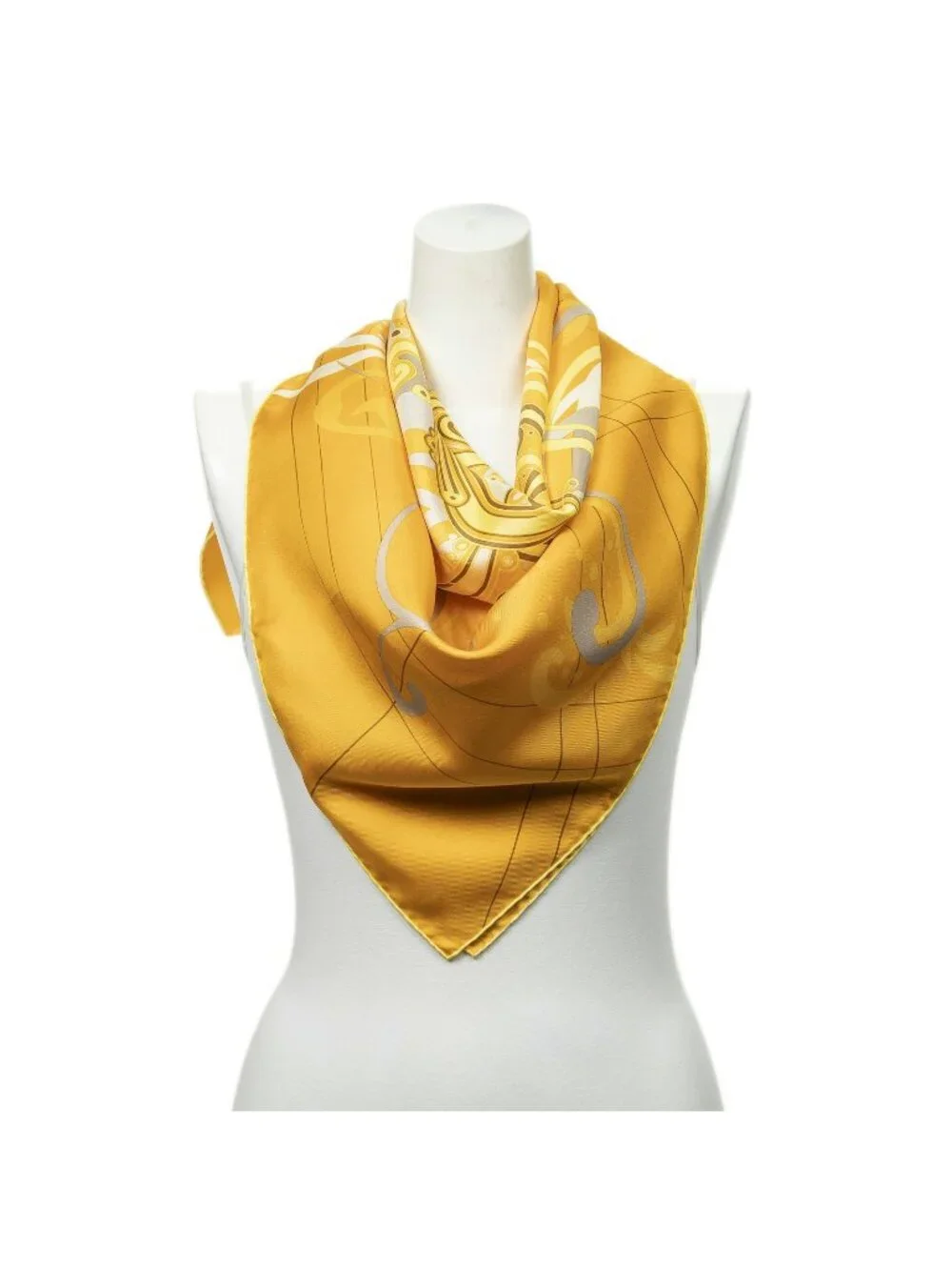 Hermes Scarf Orange Yellow Twill Silk